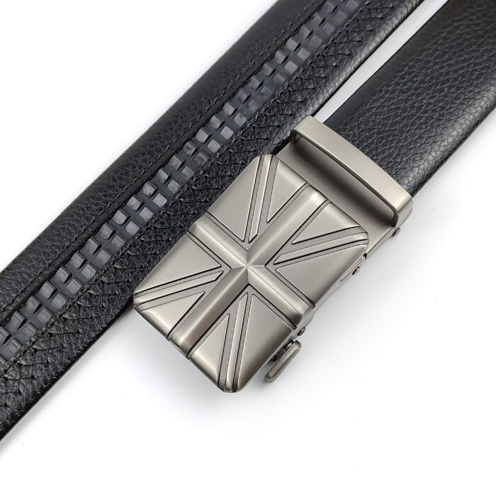 Men’s Genuine Leather Belt, Automatic Buckle Leather Ratchet Belt ,Slide Ratchet Belt with Easier Adjustable Buckle 3.5cm * (110-130CM),waist szie up to 46"