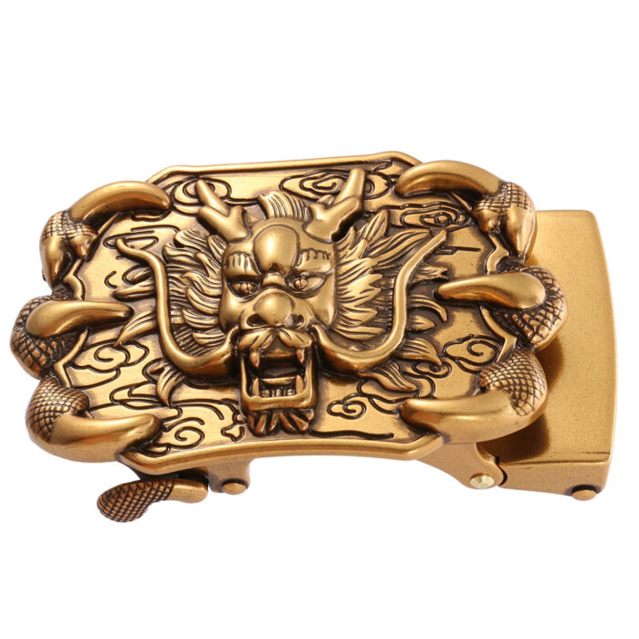 Dragon Pattern Classic Ratchet Belt Buckle Automatic Slider Replacement Buckle