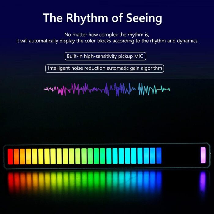 RGB Voice-Activated Pickup Rhythm Light, Sound Control Light, Music Rhythm Lights, Car Rhythm Light, 32 Bit Music Pickup Rhythm Light, Creative Music Level Indicator for Car, Laptop,Party - Image 2