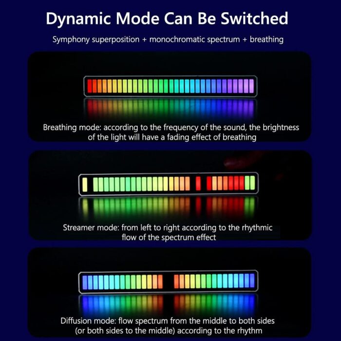 RGB Voice-Activated Pickup Rhythm Light, Sound Control Light, Music Rhythm Lights, Car Rhythm Light, 32 Bit Music Pickup Rhythm Light, Creative Music Level Indicator for Car, Laptop,Party - Image 5