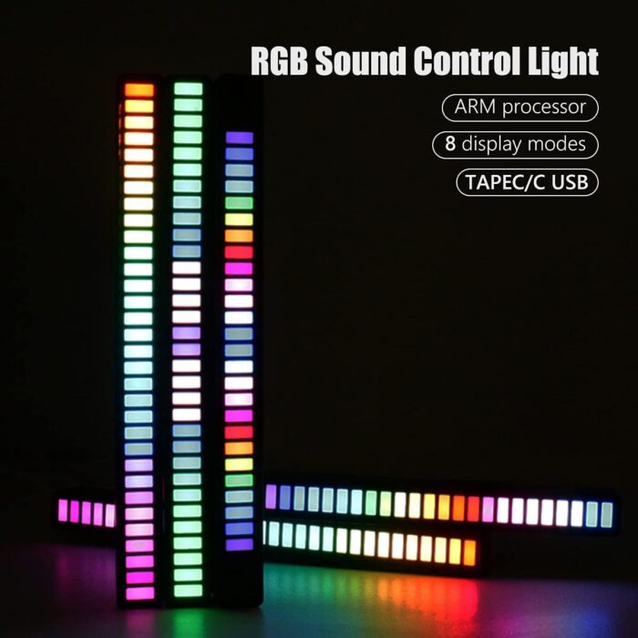RGB Voice-Activated Pickup Rhythm Light, Sound Control Light, Music Rhythm Lights, Car Rhythm Light, 32 Bit Music Pickup Rhythm Light, Creative Music Level Indicator for Car, Laptop,Party - Image 4