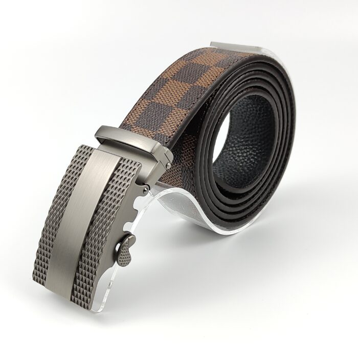 Men’s  Genuine Leather Belt, Automatic Buckle Leather Ratchet Belt ,Slide Ratchet Belt with Easier Adjustable Buckle 3.5cm * (110-130cm) - Image 4