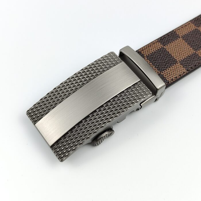 Men’s  Genuine Leather Belt, Automatic Buckle Leather Ratchet Belt ,Slide Ratchet Belt with Easier Adjustable Buckle 3.5cm * (110-130cm) - Image 2