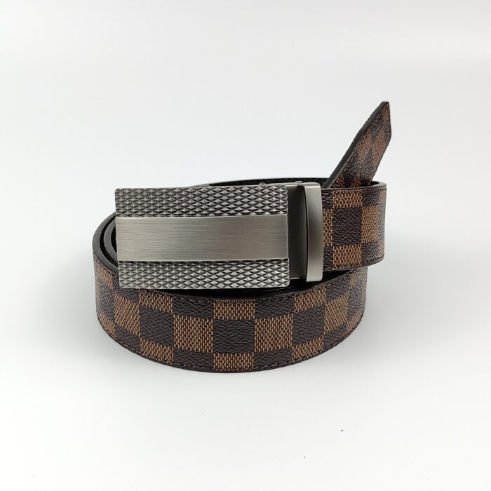 Men’s  Genuine Leather Belt, Automatic Buckle Leather Ratchet Belt ,Slide Ratchet Belt with Easier Adjustable Buckle 3.5cm * (110-130cm) - Image 3