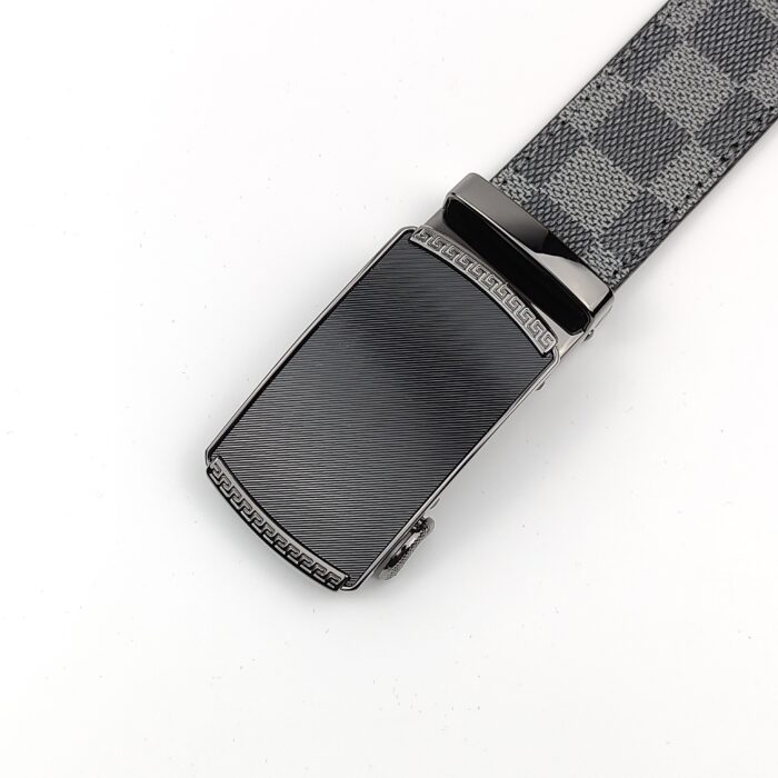 Men’s  Genuine Leather Belt, Automatic Buckle Leather Ratchet Belt ,Slide Ratchet Belt with Easier Adjustable Buckle 3.5cm * (110-130cm) - Image 2