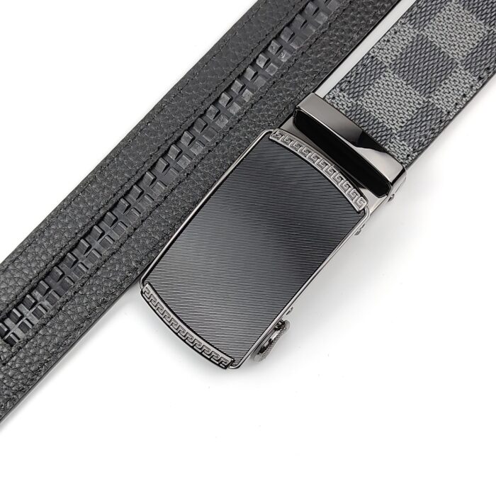 Men’s  Genuine Leather Belt, Automatic Buckle Leather Ratchet Belt ,Slide Ratchet Belt with Easier Adjustable Buckle 3.5cm * (110-130cm)