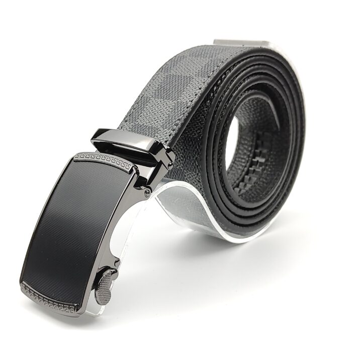 Men’s  Genuine Leather Belt, Automatic Buckle Leather Ratchet Belt ,Slide Ratchet Belt with Easier Adjustable Buckle 3.5cm * (110-130cm) - Image 4