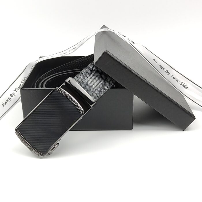 Men’s  Genuine Leather Belt, Automatic Buckle Leather Ratchet Belt ,Slide Ratchet Belt with Easier Adjustable Buckle 3.5cm * (110-130cm) - Image 5
