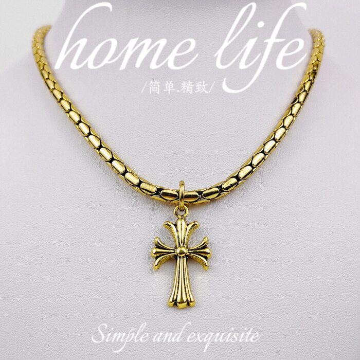 Fashion Simple Men Necklace Cross Pendant Link Chain