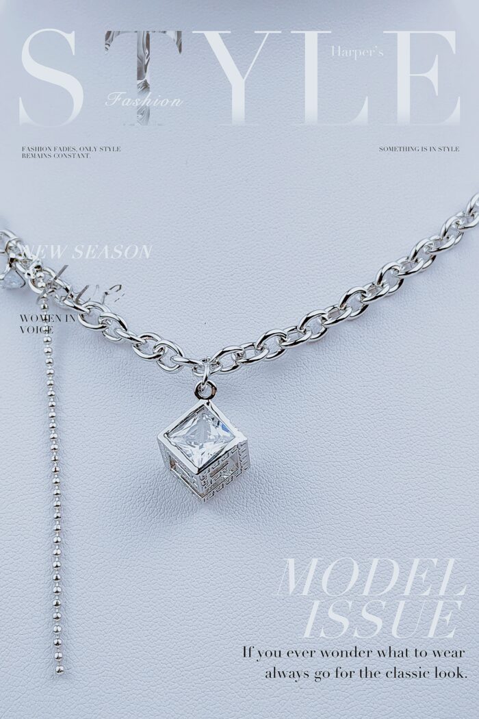 Cube Link Chain Gold & Silver Necklace for women - Image 4