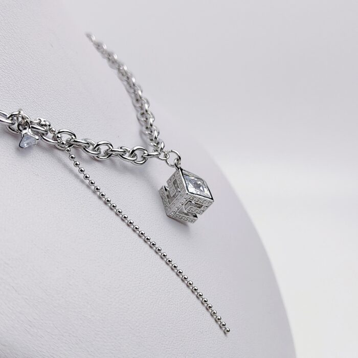Cube Link Chain Gold & Silver Necklace for women - Image 5