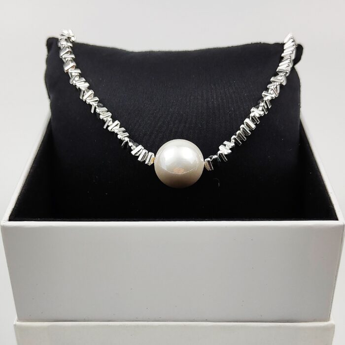 Trendy Geometric Irregular Chain Necklace Pearl Charm Necklace Women - Image 3