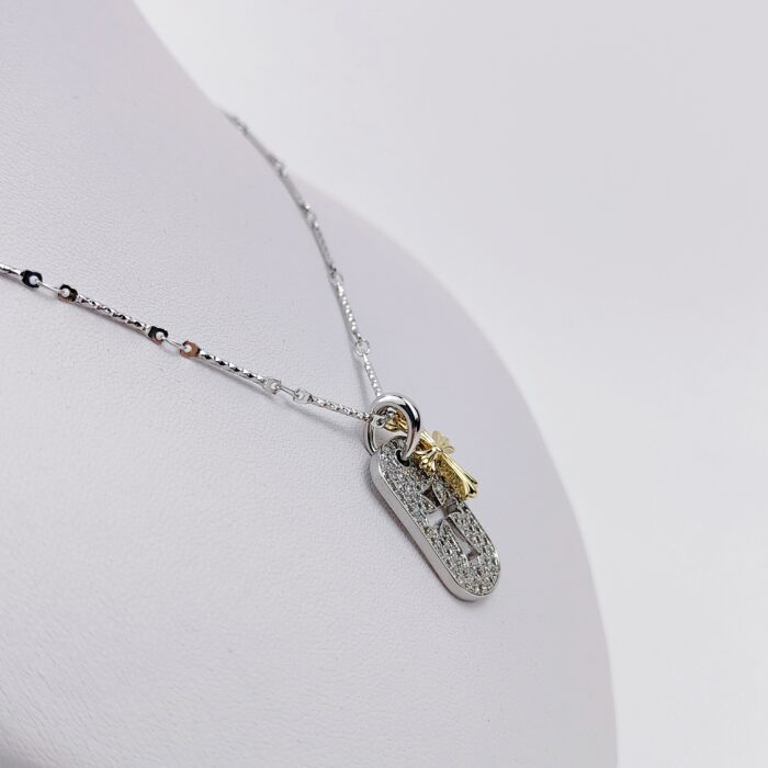 Personality Cross Hollow Luxury Necklace Gold Plated Zircon Double Pendant Silver Fashion Necklace for Men and Women - Image 3
