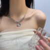 Double heart with ziron necklace