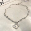 Double heart with ziron necklace - Image 3
