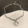 Double heart with ziron necklace - Image 4