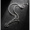 Stainless Steel Hip-Hop Jewelry Black Enamel Heart Curb Chain Necklace Hiphop Heart Pendant Necklace - Image 5