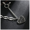 Stainless Steel Hip-Hop Jewelry Black Enamel Heart Curb Chain Necklace Hiphop Heart Pendant Necklace - Image 4