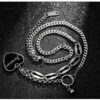 Stainless Steel Hip-Hop Jewelry Black Enamel Heart Curb Chain Necklace Hiphop Heart Pendant Necklace - Image 3