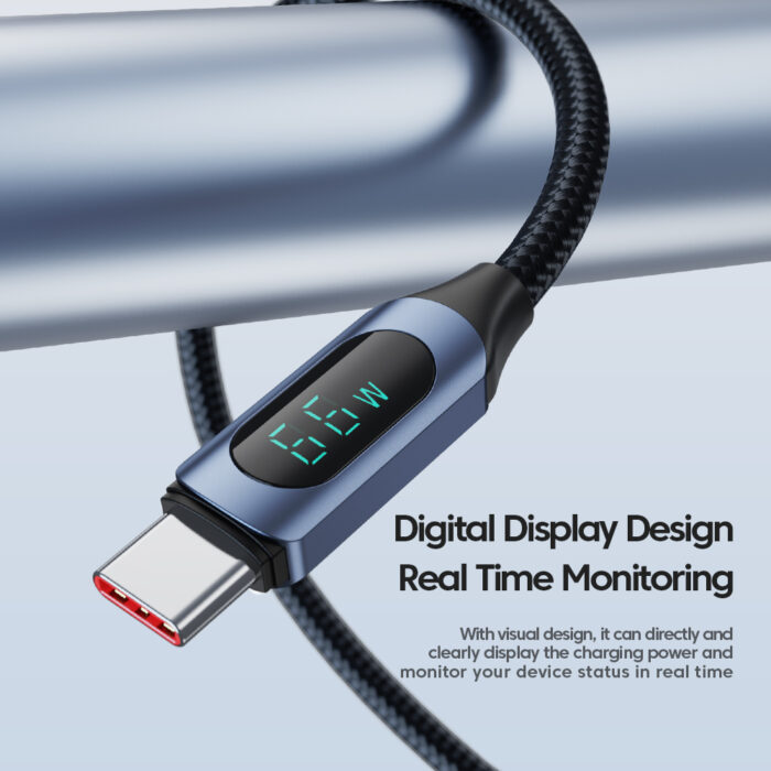 USB A to USB C fast charging Cable type c PD with LED Display 6A 66W | 480Mbps Data Transfer Speed - Image 4