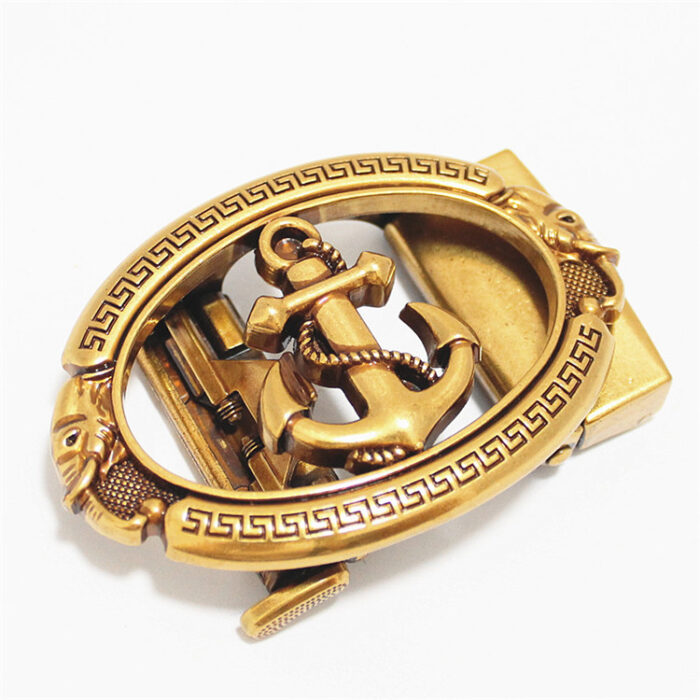 Anchor Pattern Classic Ratchet Belt Buckle Automatic Slider Replacement Buckle - Image 2