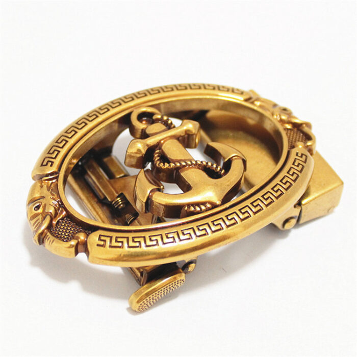 Anchor Pattern Classic Ratchet Belt Buckle Automatic Slider Replacement Buckle