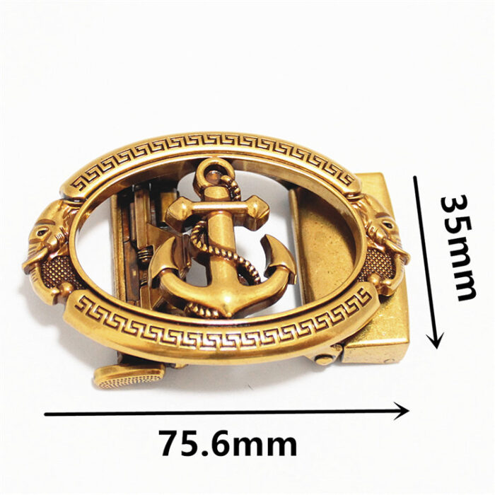 Anchor Pattern Classic Ratchet Belt Buckle Automatic Slider Replacement Buckle - Image 3